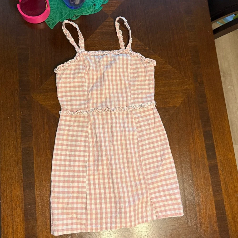Pink Checkered Ruffle Dress - Picture 7 of 10
